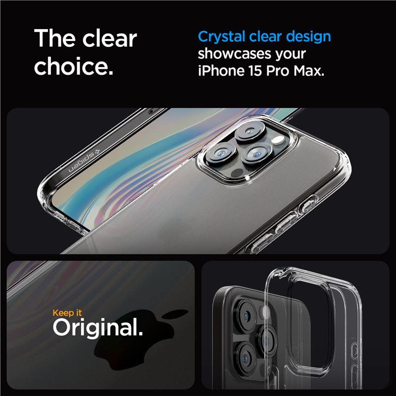 Spigen Ultra Hybrid dėklas iPhone 15 Pro Max – skaidrus matinis