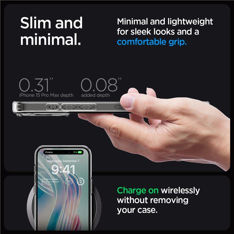 Spigen Ultra Hybrid dėklas iPhone 15 Pro Max – skaidrus matinis