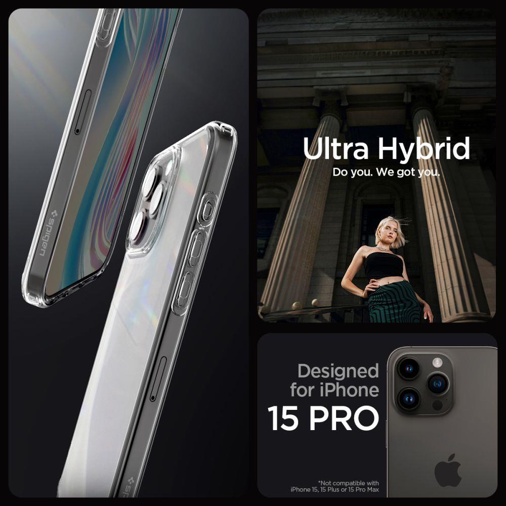 Spigen Ultra Hybrid dėklas iPhone 15 Pro Max – skaidrus matinis