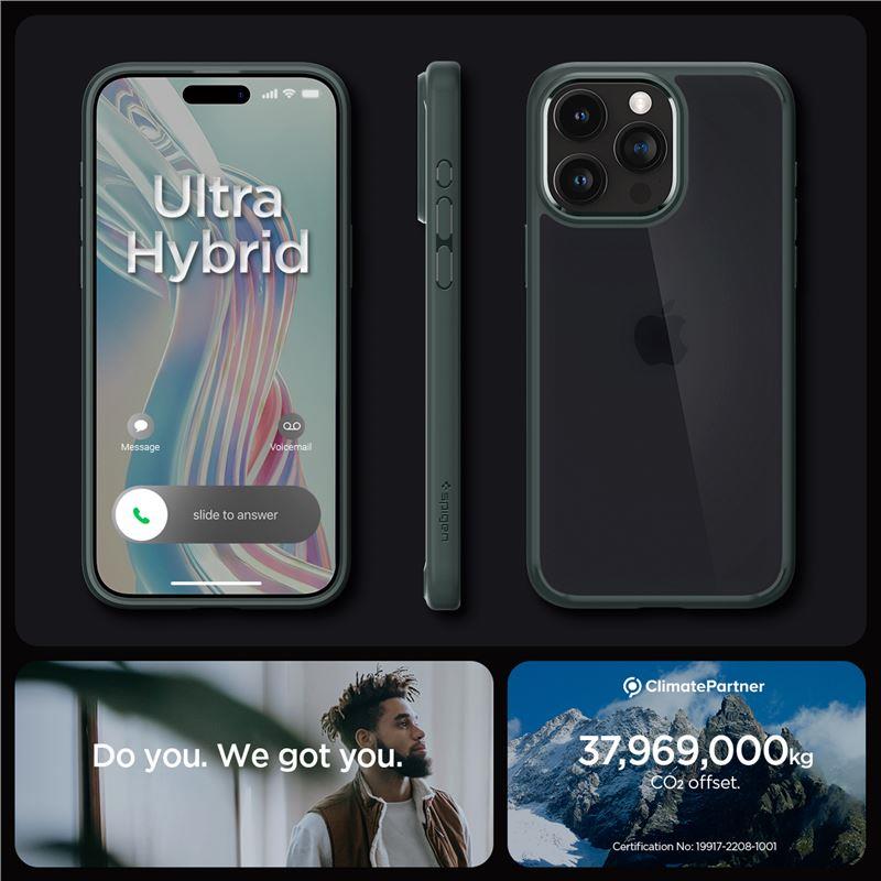 Spigen Rugged Armor MagSafe dėklas iPhone 15 Pro Max – tamsiai žalias