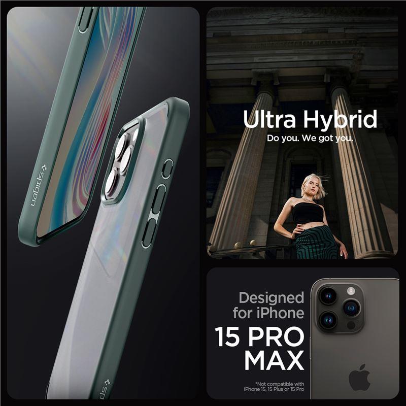 Spigen Rugged Armor MagSafe dėklas iPhone 15 Pro Max – tamsiai žalias