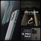 Spigen Rugged Armor MagSafe dėklas iPhone 15 Pro Max – tamsiai žalias