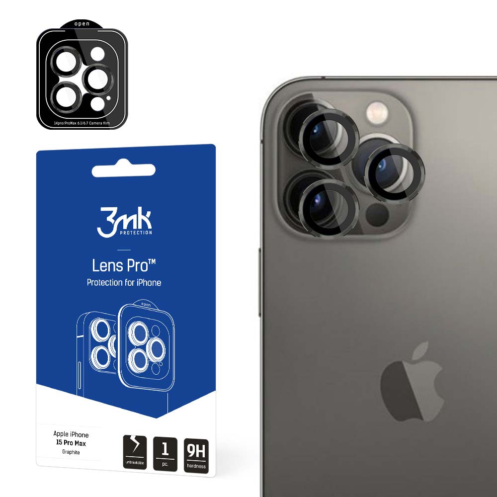 Apple iPhone 15 Pro Max - 3mk Lens Protection Pro Graphite -- iPhone 15 Pro Max