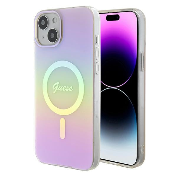Guess MagSafe dėklas iPhone 15 Plus – rožinis