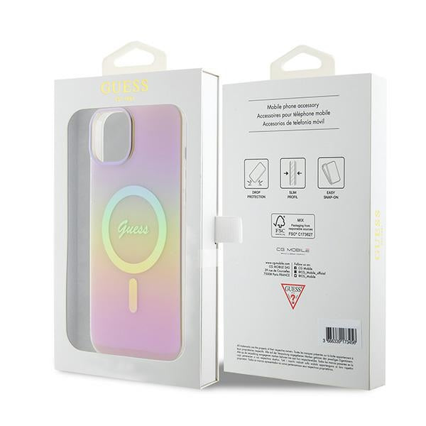 Guess MagSafe dėklas iPhone 15 Plus – rožinis