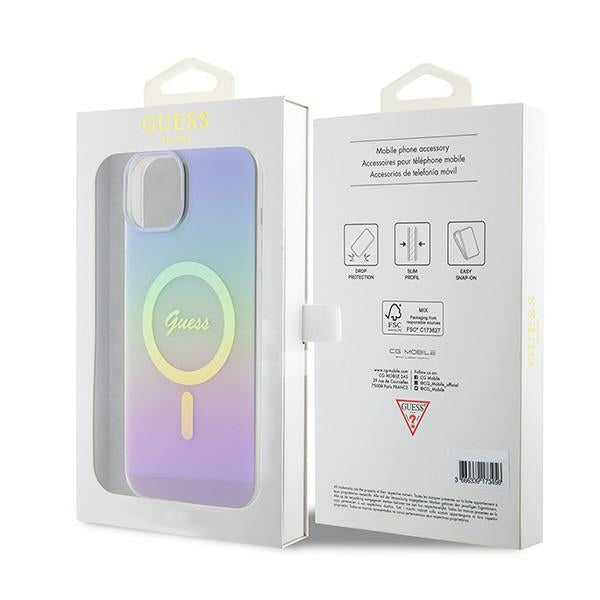 Guess MagSafe dėklas iPhone 15 Plus/14 Plus – violetinis