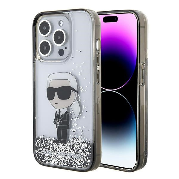 Karl Lagerfeld skaidrus blizgantis dėklas iPhone 15 Pro
