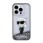 Karl Lagerfeld skaidrus blizgantis dėklas iPhone 15 Pro