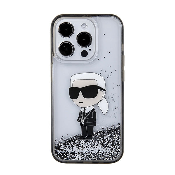 Karl Lagerfeld skaidrus blizgantis dėklas iPhone 15 Pro