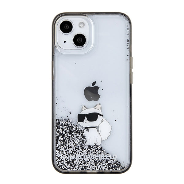 Karl Lagerfeld Liquid Glitter Choupette dėklas iPhone 15 - skaidrus