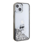Karl Lagerfeld Liquid Glitter Choupette dėklas iPhone 15 - skaidrus