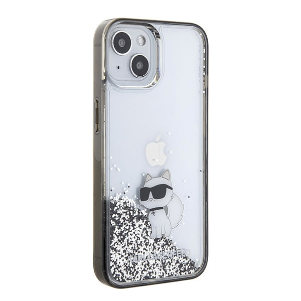 Karl Lagerfeld Liquid Glitter Choupette dėklas iPhone 15 - skaidrus