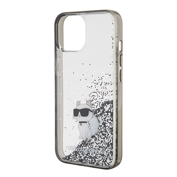 Karl Lagerfeld Liquid Glitter Choupette dėklas iPhone 15 - skaidrus