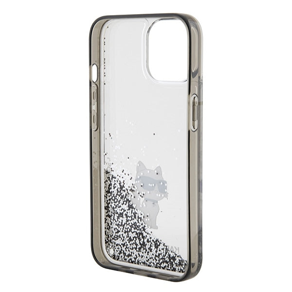 Karl Lagerfeld Liquid Glitter Choupette dėklas iPhone 15 - skaidrus