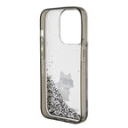 Karl Lagerfeld Liquid Glitter Choupette dėklas, skirtas iPhone 15 Pro Max - skaidrus