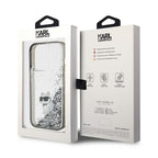Karl Lagerfeld Liquid Glitter Choupette dėklas, skirtas iPhone 15 Pro Max - skaidrus