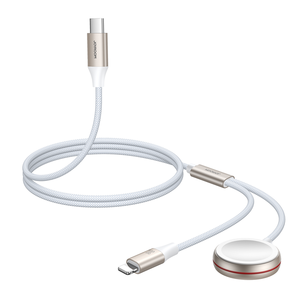 Joyroom S-IW012 2 in 1 Lightning laidas ir indukcinis įkroviklis Apple Watch 1.5m - baltas