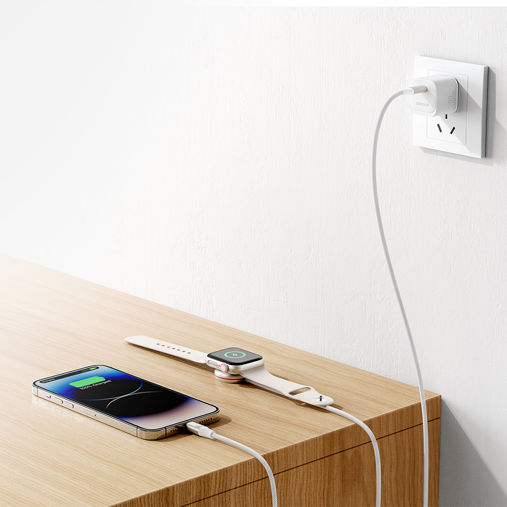 Joyroom S-IW012 2 in 1 Lightning laidas ir indukcinis įkroviklis Apple Watch 1.5m - baltas
