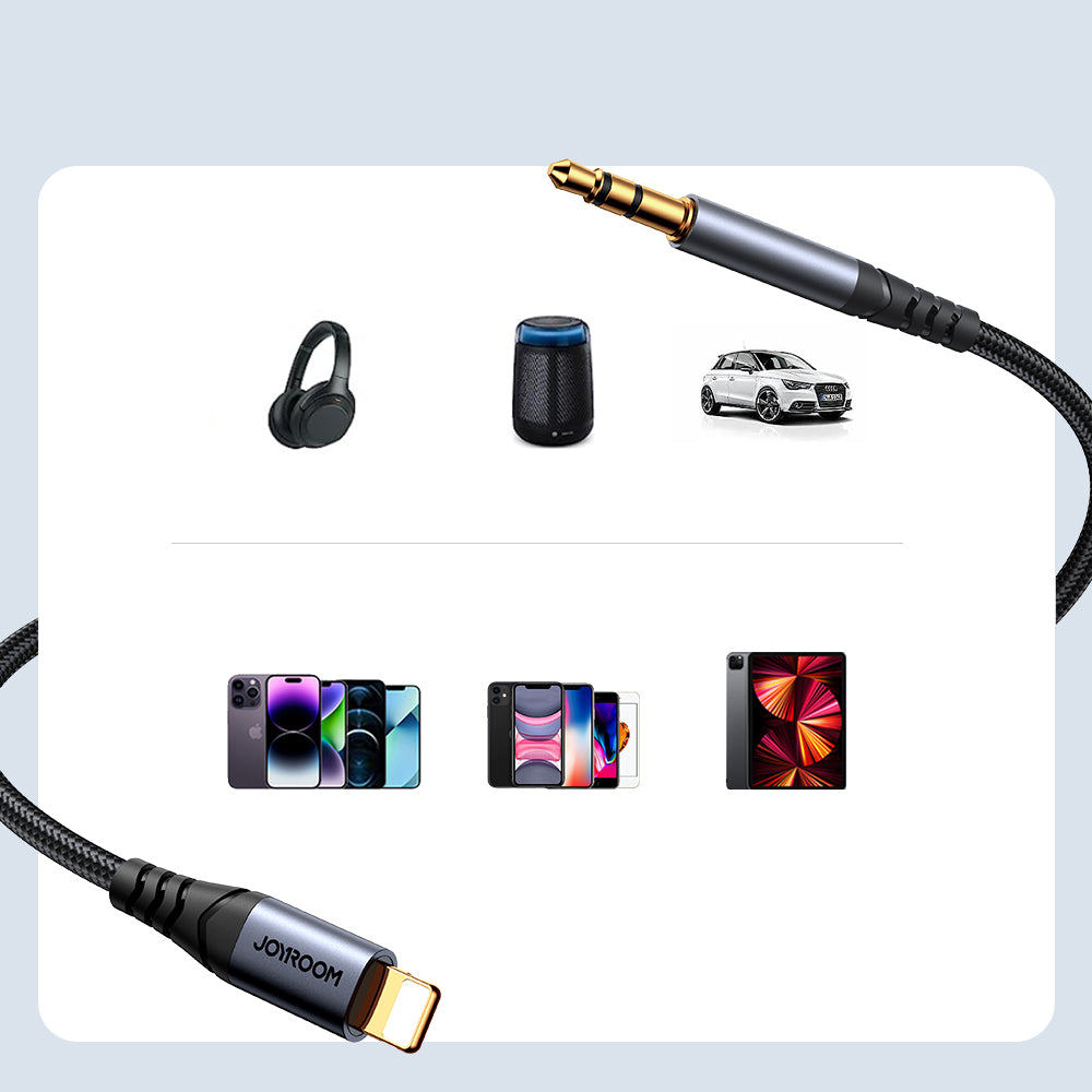 Joyroom Audio Transfer Series SY-A06 mini lizdas 3,5 mm / Lightning kabelis 1,2 m - juodas