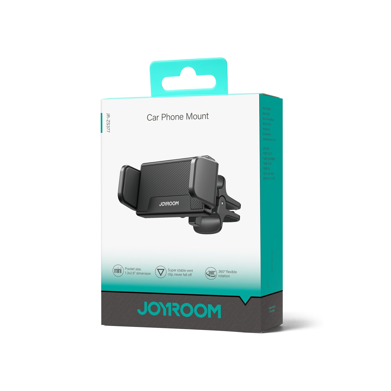 Joyroom JR-ZS377 automobilinis telefono laikiklis oro ventiliacijos angai - juodas