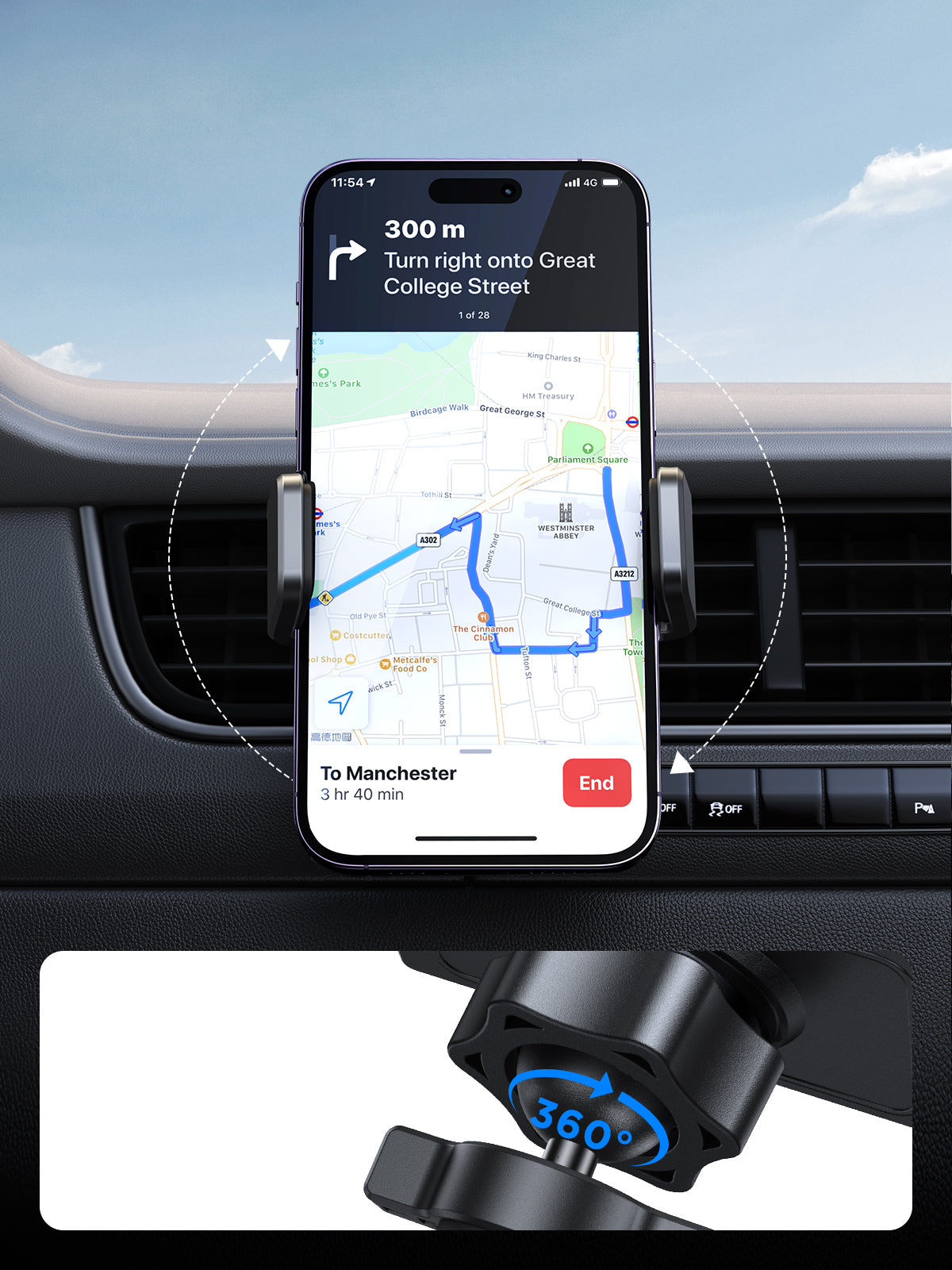 Joyroom JR-ZS377 automobilinis telefono laikiklis oro ventiliacijos angai - juodas