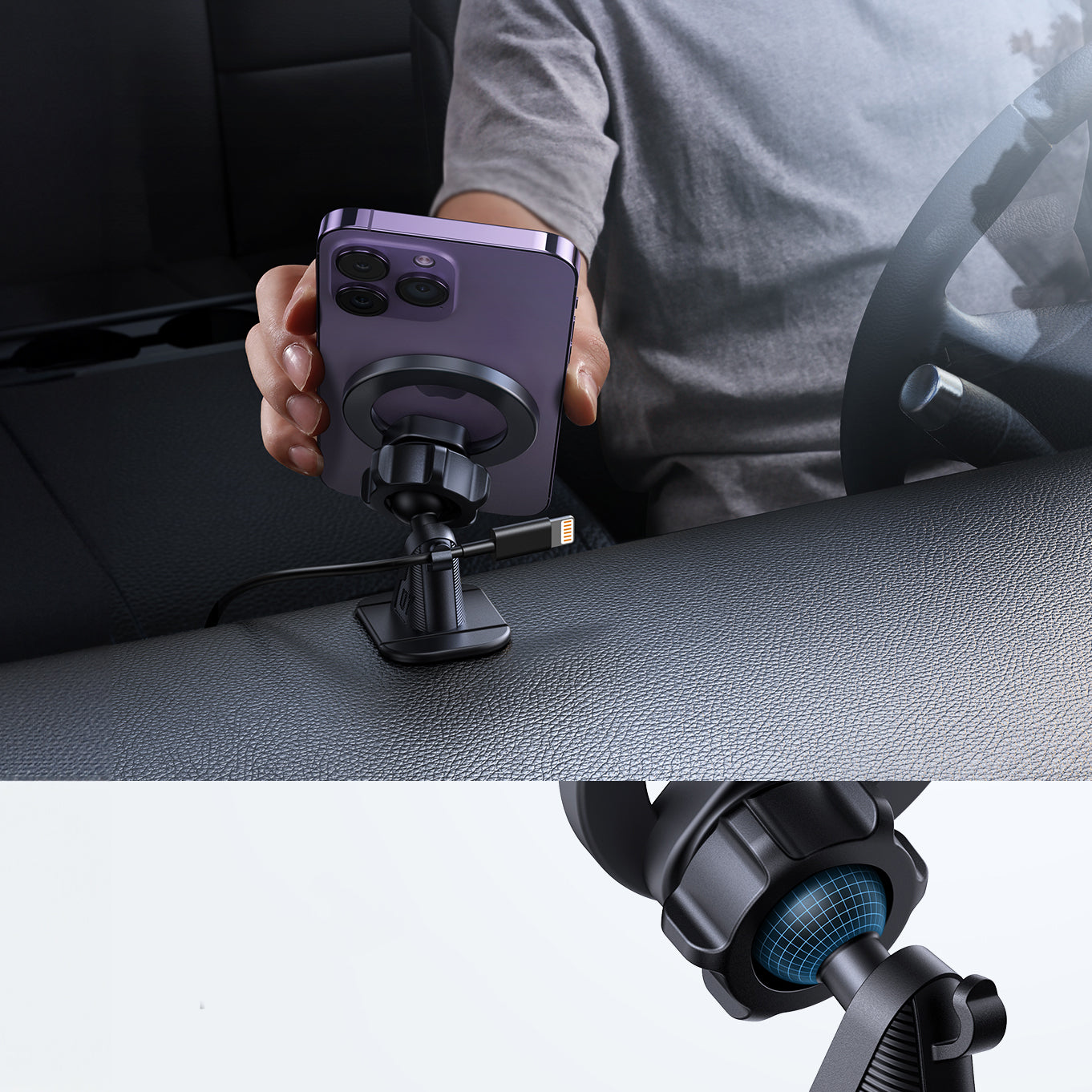 Joyroom magnetinis automobilinis laikiklis prietaisų skydeliui, juodas (JR-ZS376)