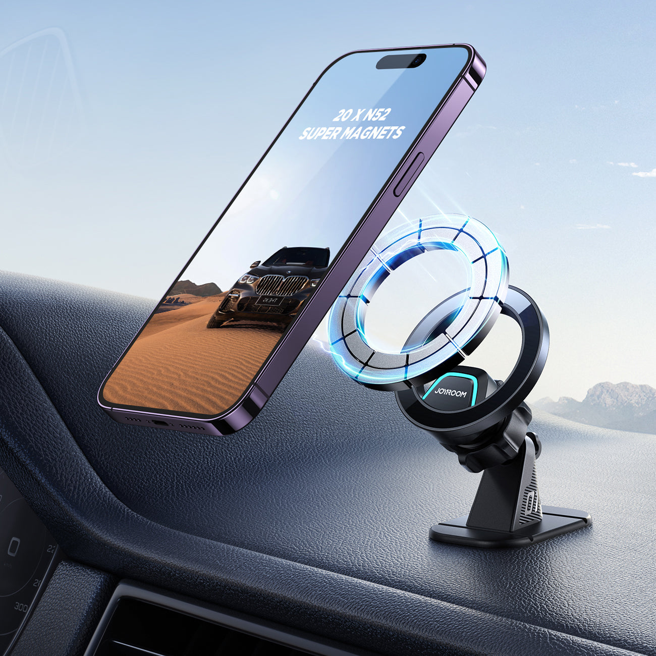 Joyroom magnetinis automobilinis laikiklis prietaisų skydeliui, juodas (JR-ZS376)