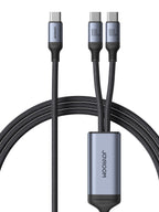 Joyroom Speedy Series S-A21 2in1 USB-C - USB-C / USB-C Laidas 100W 1.5m - juodas