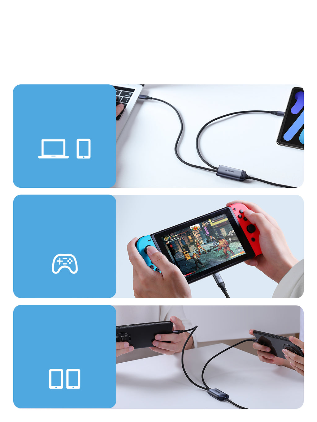 Joyroom Speedy Series S-A21 2in1 USB-C - USB-C / USB-C Laidas 100W 1.5m - juodas