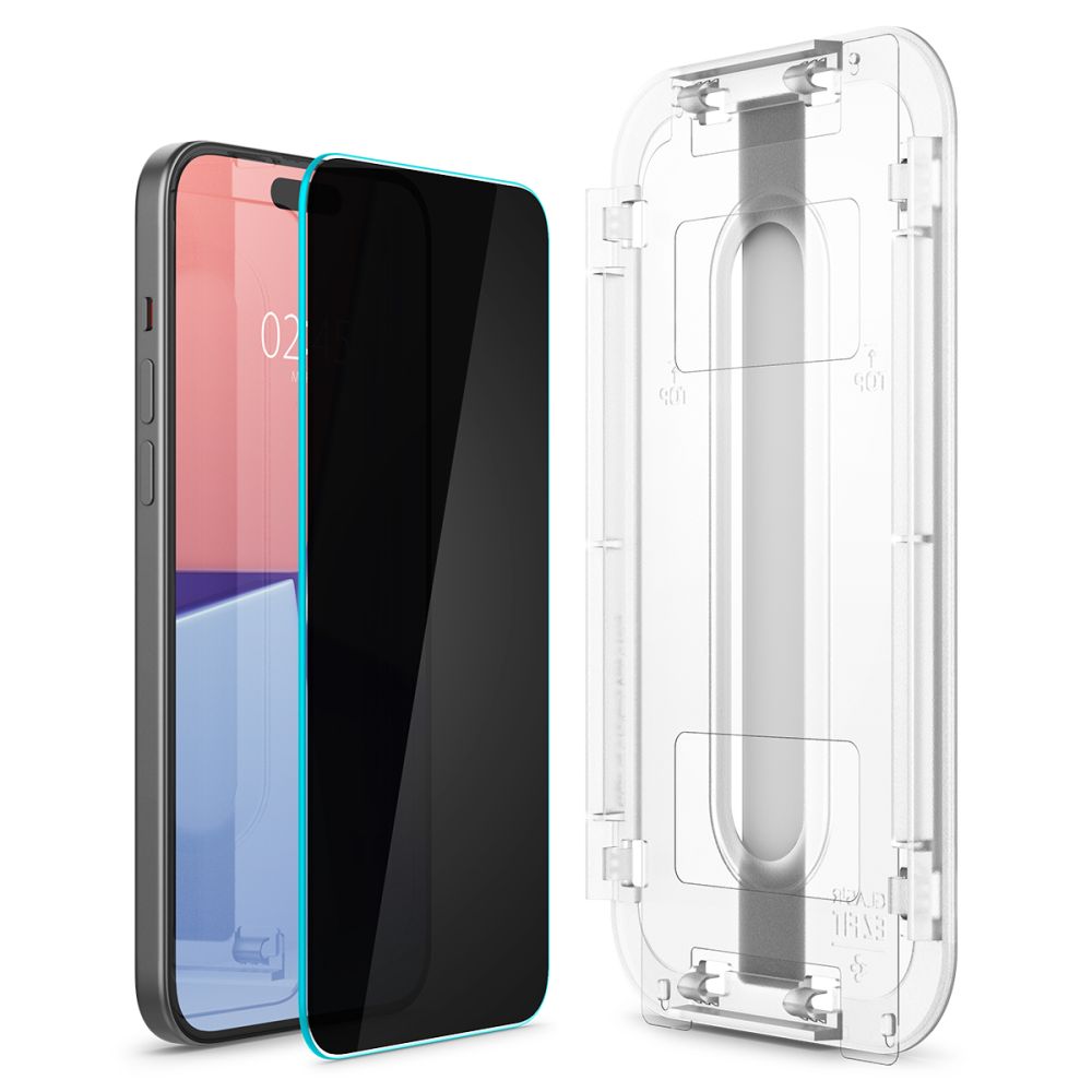 Spigen EZ Fit privatumo grūdintas stiklas iPhone 15 Plus