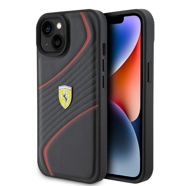 Ferrari odinis dėklas iPhone 15 – juodas