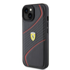 Ferrari odinis dėklas iPhone 15 – juodas