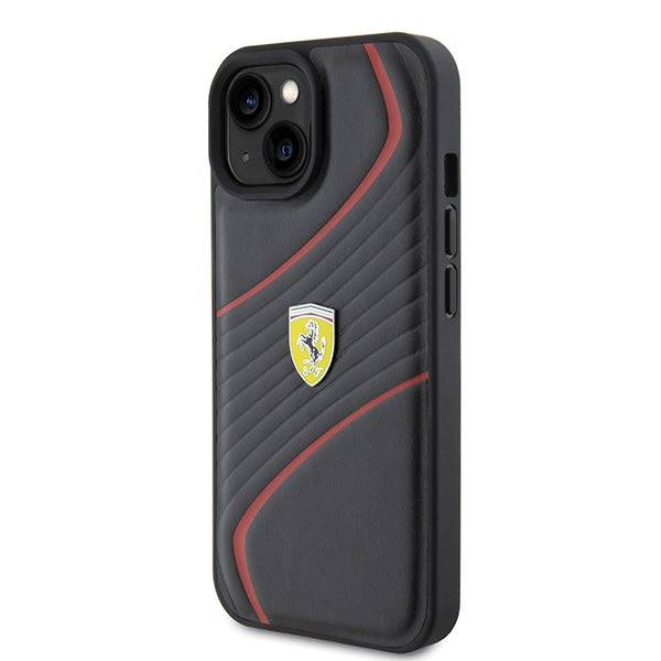 Ferrari odinis dėklas iPhone 15 – juodas