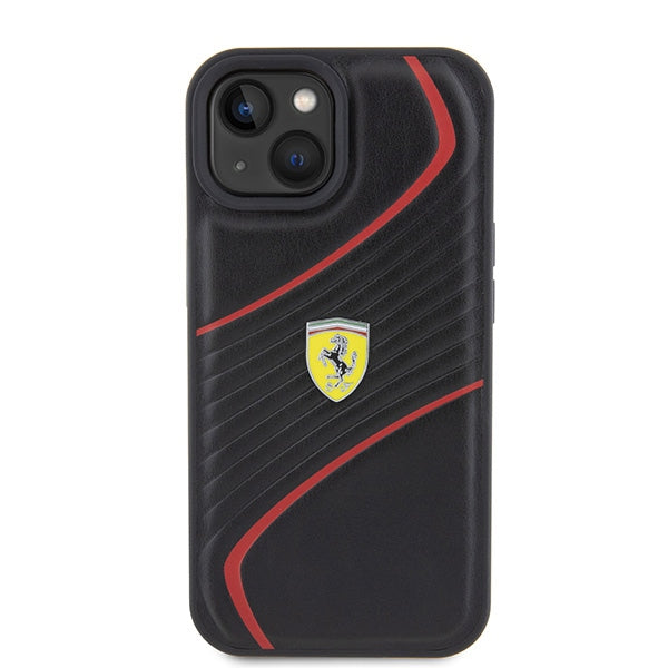 Ferrari odinis dėklas iPhone 15 – juodas