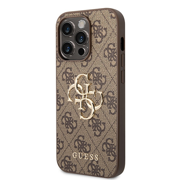 Guess GUHCP15L4GMGBR iPhone 15 Pro 6.1" rudas/rudas kietas dėklas 4G Didelis metalinis logotipas