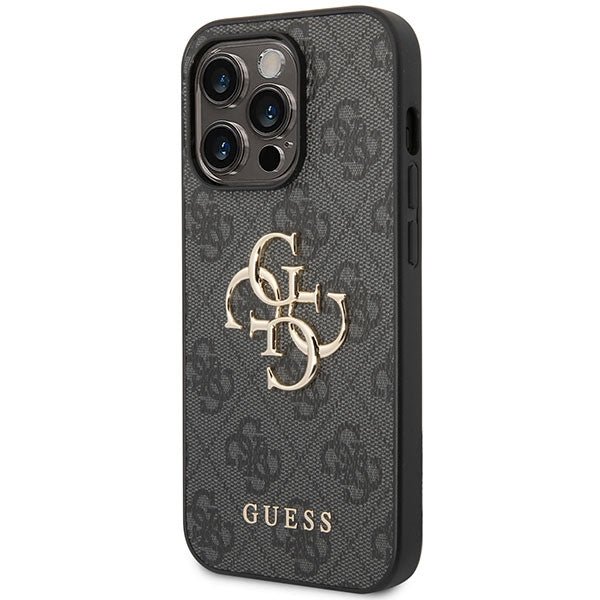 Guess GUHCP15L4GMGGR iPhone 15 Pro 6.1" pilkas/pilkas kietas dėklas 4G Didelis metalinis logotipas
