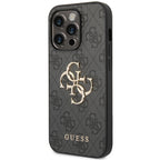 Guess GUHCP15L4GMGGR iPhone 15 Pro 6.1" pilkas/pilkas kietas dėklas 4G Didelis metalinis logotipas