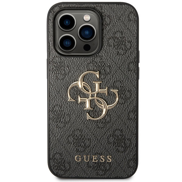 Guess GUHCP15L4GMGGR iPhone 15 Pro 6.1" pilkas/pilkas kietas dėklas 4G Didelis metalinis logotipas