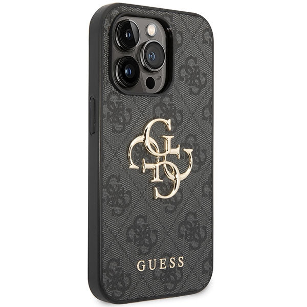 Guess GUHCP15L4GMGGR iPhone 15 Pro 6.1" pilkas/pilkas kietas dėklas 4G Didelis metalinis logotipas