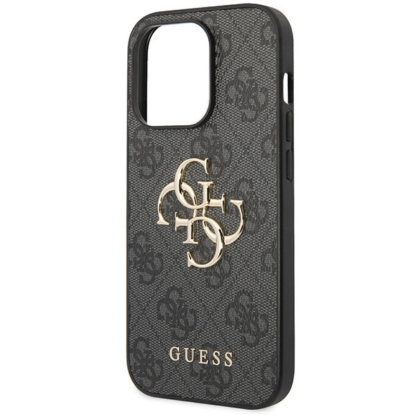 Guess GUHCP15L4GMGGR iPhone 15 Pro 6.1" pilkas/pilkas kietas dėklas 4G Didelis metalinis logotipas