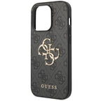 Guess GUHCP15L4GMGGR iPhone 15 Pro 6.1" pilkas/pilkas kietas dėklas 4G Didelis metalinis logotipas