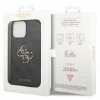 Guess GUHCP15L4GMGGR iPhone 15 Pro 6.1" pilkas/pilkas kietas dėklas 4G Didelis metalinis logotipas