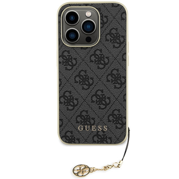 Guess 4G Charms dėklas iPhone 15 Pro – pilkas
