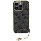 Guess 4G Charms dėklas iPhone 15 Pro – pilkas