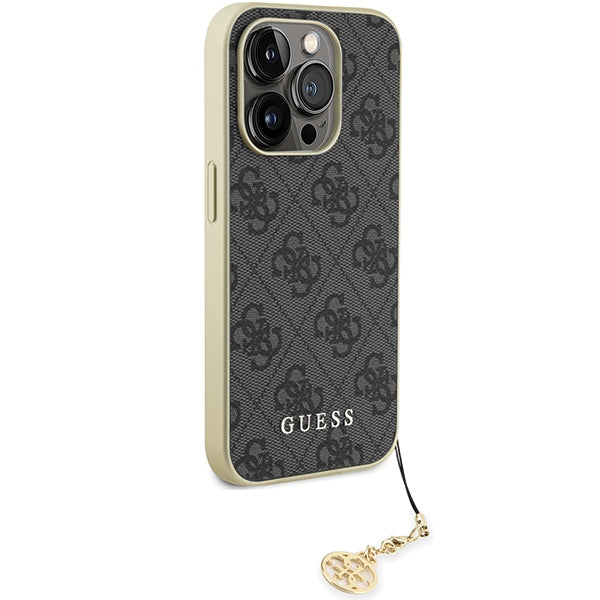 Guess 4G Charms dėklas iPhone 15 Pro – pilkas