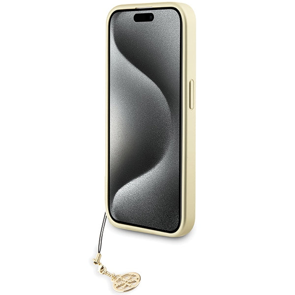 Guess 4G Charms dėklas iPhone 15 Pro – pilkas