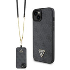 Guess dėklas su dirželiu iPhone 15 Plus – juodas