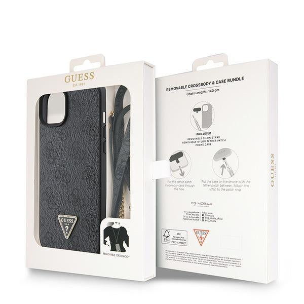 Guess dėklas su dirželiu iPhone 15 Plus – juodas