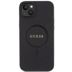 Guess Saffiano MagSafe dėklas iPhone 15 Plus – juodas