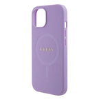 Guess Saffiano MagSafe dėklas iPhone 15 – violetinis
